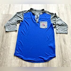 Mike Men’s Small Louisiana Tech Bulldogs Dri-Fit Touch Henley Top Blue/Gray